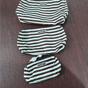 Henri Bendel Brown and White Striped Travel Trio